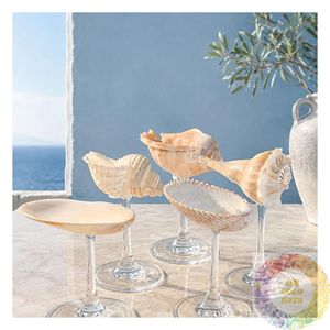 Gobelet à boire en coquillage naturel fait main, verre à pied en coquille, vaisselle côtière écologique, style océan, décoration durable - Product Image 5