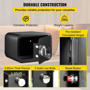 Caja de Seguridad de Pie Cúbico para Montar en La Pared, 1 Pie Cúbico, Bloqueo de Llave de Huella Digital, Aleación de Acero, Dinero en Efectivo, Reloj, Pasaportes, Almacenamiento de Documentos - Product Image 4