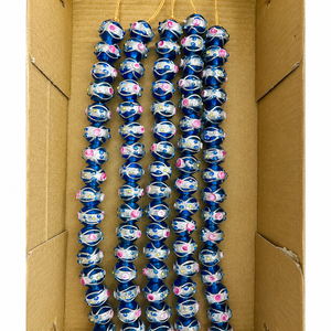 Decorative 12mm Round Lampwork Wedding Cake Beads in Cobalt Blue with <b>Silver</b> <b>Wire</b> Swirl for Artisan Jewelry & Beading Projects - Product Image 2