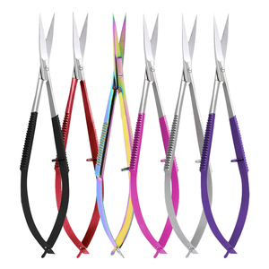 Ciseaux à sourcils en acier inoxydable de qualité supérieure, couleur personnalisée, ciseaux à ressort pour la coupe des poils des sourcils, marque privée, vente en gros - Product Image 1