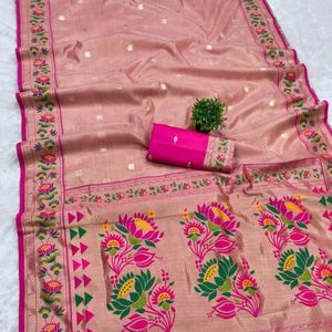 Sari Paithani traditionnel de qualité supérieure avec bordure tissée contrastée et pallu lourd en Mina Jari, prix de gros par Royal Export - Product Image 1