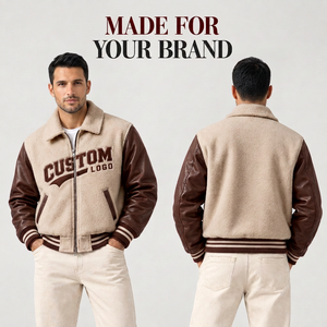 Chaqueta Varsity de Lana Bordada Personalizada con Mangas de Cuero, Diseño Chenille Letterman, Ropa Urbana Premium - Product Image 6