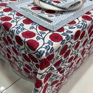 Blue Floral Printed Cotton <b>Tablecloth</b> Classic Woven Design Washable Home Decor Washable <b>tablecloth</b> for home Printed <b>tablecloth</b> - Product Image 6