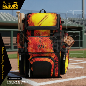 Bolsa de Béisbol Personalizada Mr. Euro MEMC-BG-0014, Roja, Amarilla y Negra, con Múltiples Bolsillos y Compartimentos con Cremallera, de Poliéster, para Béisbol y Sóftbol - Product Image 3
