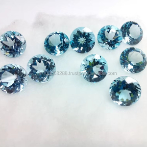 Topaze bleue ciel naturelle de haute qualité 13x13mm 9,90ct Pierres précieuses en vrac certifiées par un tiers Origine Brésil Facettées pour bijoux - Product Image 1