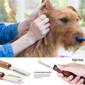 Peine Profesional para el Cuidado de Mascotas, Mango de Madera, Dientes de Acero Inoxidable para el Cuidado del Pelo de Perros - Product Image 4