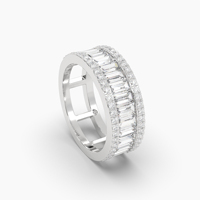 Élégante bague d'éternité classique VABS DIAMOND plaquée or 14K en argent 925, sertie de moissanite 2,00 carats à griffes, certifiée BG par un tiers