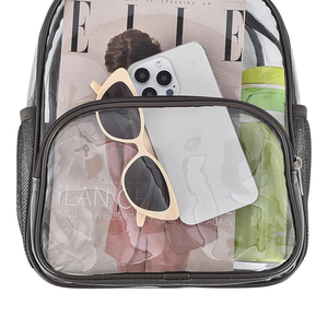 Sac à dos transparent avec poches latérales en filet, coussin d'air, bretelles légères et confortables, poche avant zippée, sac d'école - Product Image 3
