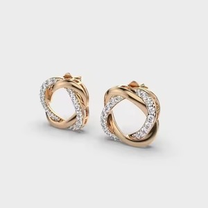 White, Yellow, <b>Rose</b> Gold Round Diamond Earrings Stylish Modern Design Fine Jewelry for Women Everyday Wear Available For Sale - Product Image 6
