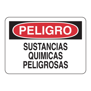 Señal de advertencia de riesgos químicos Brady en español para uso industrial en interiores y exteriores - Product Image 1