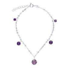 Pulsera Tobillera de Plata de Ley 925 con Amatista, Diseño Artesanal, Joyería Elegante para Mujeres y Niñas - Product Image 2