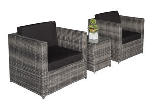 Canapé d'extérieur moderne SF00001 en rotin et acier avec coussin en polyester et verre trempé, une place, mobilier de jardin, salon - Product Image 4