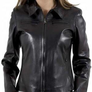 Veste en cuir de peau de mouton véritable pour femmes chaudes 100% respirant noir doux produit en cuir véritable - Product Image 2