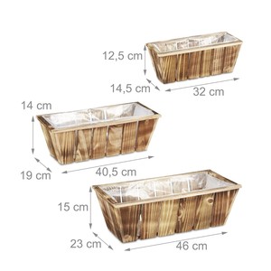 Ensemble de 3 jardinières en bois avec feuille d'aluminium, pot de fleurs écologique pour la décoration intérieure/extérieure du jardin, du balcon, fabriqué au Vietnam - Product Image 6