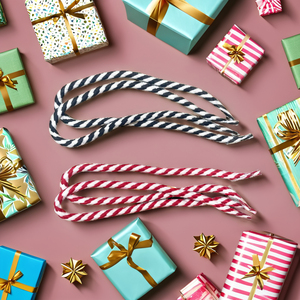 Cuerda de poliéster trenzada ecológica para asas de bolsas de papel con gancho y extremo metálico para prendas y calzado - Product Image 2