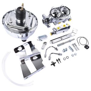 Chrome 8\" Power Brake Booster Master Cylinder Disc Drum Kit for 1958-1964 Chevrolet Bel Air Impala Biscayne Vacuum Assy Product - Product Image 2