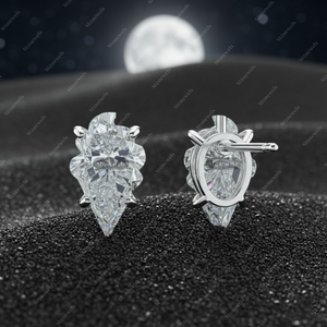 Elegant 925 Sterling <b>Silver</b> Pear Cut <b>Stud</b> Earrings Prong Setting Sparkling Crystal Fine Jewelry for Women Daily Wear - Product Image 4