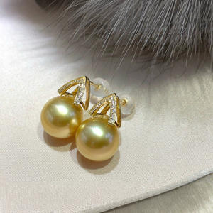 Pendientes de Perlas Redondas Naturales de 9-10 mm, Casi Impecables, con un Atractivo Atmosférico y Moderno, Versátiles para el Día a Día, en una Caja de Regalo Perfecta - Product Image 2