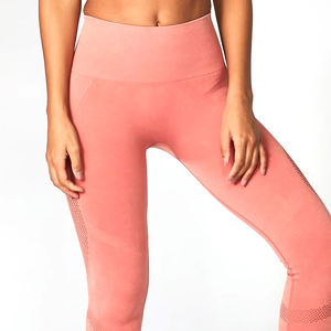 Leggings deportivos sin costuras para mujer, de cintura alta, con efecto moldeador de glúteos, lavado ácido, fruncido, acanalados, para yoga, gimnasio y entrenamiento. - Product Image 3