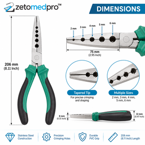 Pince à sertir pour la soudure de bracelets, façonnage et arrondissement des anneaux, acier inoxydable, 206 mm, outil de bijouterie Zetomed Pro - Product Image 3