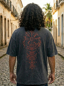 T-shirt surdimensionné de qualité supérieure, motif géométrique d'inspiration tribale, imprimé à l'écran, coupe décontractée, tissu en coton de qualité supérieure - Product Image 4