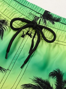 Short de bain pour homme à imprimé palmiers tropicaux, respirant, séchage rapide, avec cordon de serrage, taille mi-haute, coupe élastique, idéal pour l'été - Product Image 5