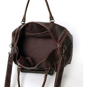 Genuine Leather <b>Duffel</b> <b>Bag</b> 21x9x9 Inch with Adjustable Strap Zipper Closure Men's Travel Carry-on Casual Style - Product Image 6