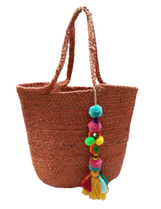 Bolsos de hombro de yute trenzado vibrante con forro de algodón y tres bolsillos que ofrecen comodidad, con cierres de cremallera. - Product Image 3