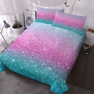 Turquoise Blue Pink Purple Pastel Colors Bedding Set 3 Piece Trendy Queen Size Duvet Cover Bed Spreads Colorful Glitter for - Product Image 1