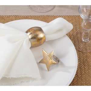 Porte-serviettes de luxe bicolore métallique, finition dorée rustique sophistiquée, en laiton, pour table de salle à manger formelle - Product Image 4