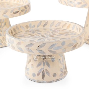 Handmade Eco-Friendly Mother Pearl Cake Stand Serving Tray Decorative Pedestal Plate for Wedding <b>Party</b> <b>Table</b> Decor Household Use - Product Image 2