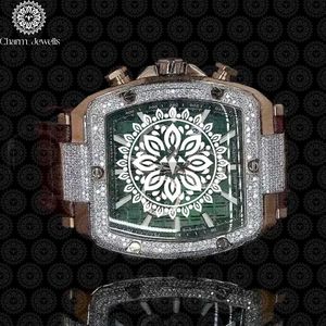 Montre mécanique de luxe Charm Jewels en acier inoxydable, boîtier carré de 40 mm, étanche 10 bars, date automatique, accents de diamants, pour homme - Product Image 1