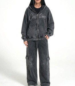 Ensemble de survêtement d'hiver pour homme, directement de l'usine, avec effet délavé et motifs imprimés, 100 % coton, pour les acheteurs américains - Product Image 5