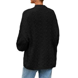 Pull à col montant noir personnalisé, de haute qualité, respirant, en tricot fin, à manches longues, uni, pour femmes, pulls oversize - Product Image 2