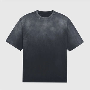 T-shirt en coton épais surdimensionné rétro personnalisé haut de gamme, coupe épaules tombantes, délavé à l'acide, effet soleil éclairé, unisexe - Product Image 2