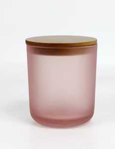 Handcrafted <b>Glass</b> Candle Jar With Wooden Lid Cylinder Shape Paraben Free Long Lasting Aroma 6 Months Burn Time - Product Image 1
