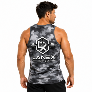Custom Men Gray Camo Gym Tank Top Sublimation Fitness Stringer Vest Bodybuilding Sleeveless Workout Training Sportswear Apparel - Product Image 4