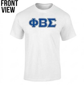 T-shirts de fraternité à manches courtes pour hommes, 100% coton, broderie à trois lettres Phi Beta Sigma, couleur blanche, nouvel arrivage - Product Image 1