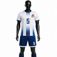 Ensemble de maillots de football ORVO pour hommes, blanc et bleu, col en V, manches courtes, séchage rapide, respirant, polyester, été, logo d'équipe personnalisé