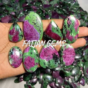 Pierre de cabochon en vrac de zoisite de rubis précis bien polie pierres précieuses de zoisite de rubis pierre précieuse naturelle de forme ovale pour la fabrication de bijoux - Product Image 3