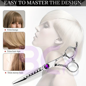 Ciseaux de coiffure de qualité supérieure, nouveaux, 6.0, couleur argentée violette, légers et tranchants, coupe lisse, durables, ciseaux de barbier - Product Image 2