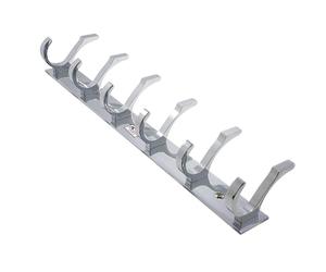 PROMIXO Contemporary 6 <b>Hook</b> Aluminium Storage Rail for Home and Office Use - Product Image 1