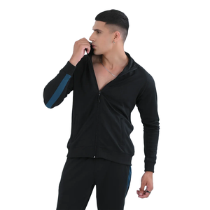 Conjunto Deportivo para Hombre, Transpirable, en Bloques de Color Negro y Azul, Chaqueta con Cierre y Pantalones Largos, Atuendo Casual de Dos Piezas - Product Image 5