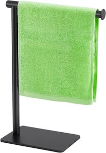Support mural pour serviettes de toilette, porte-serviettes autoportant en forme de T pour salle de bain, support de rangement pour vêtements de salle de bain disponible - Product Image 2