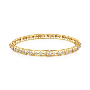 Brazalete Geométrico Cuadrado de Oro con Diamante Redondo Cultivado en Laboratorio - Product Image 1