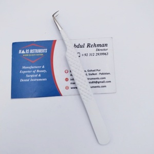 Pince à épiler d'extension de cils en acier inoxydable blanc mat classique Pointe en fibre durable Type pointu - Product Image 4