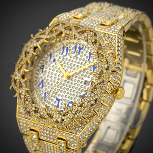 Reloj de Pulsera de Cuarzo con Diamantes Completos, Diseño Floral, Estilo Hip Hop, Joyería Bling, Moda 2026 para Hombre - Product Image 4