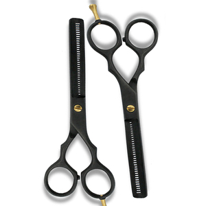 Tijeras de Entresacar Profesionales Multicolor de Hoja Recta para Barbero, Herramienta de Belleza Hecha a Mano con Mango de Goma y Punta Afilada de Acero Inoxidable - Product Image 4