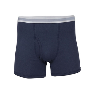 Men Navy Blue <b>Boxer</b> Briefs Mid Rise Knitted 100% Cotton Breathable Anti-Bacterial Solid Color Underwear Daily Wear <b>Custom</b> Logo - Product Image 2