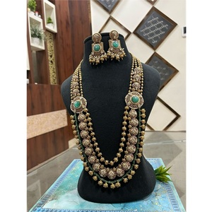 Impresionante conjunto de collar chapado en oro de la mejor calidad, estilo Polki Rajwadi antiguo, para bodas indias y fiestas, colección de joyería para mujeres. - Product Image 1